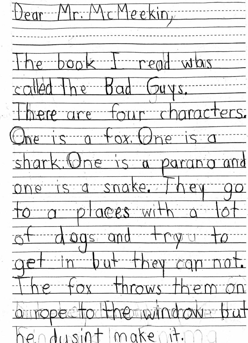 Student writing